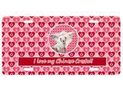Chinese Crested Valentine s Love and Hearts License Plate