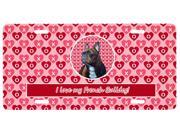 French Bulldog Valentine s Love and Hearts License Plate
