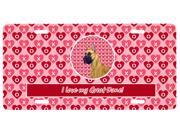 Great Dane Valentine s Love and Hearts License Plate