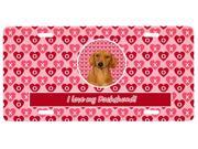 Dachshund Valentine s Love and Hearts License Plate