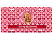 Bloodhound Valentine s Love and Hearts License Plate