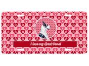 Great Dane Valentine s Love and Hearts License Plate