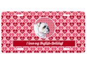 Bulldog English Valentine s Love and Hearts License Plate