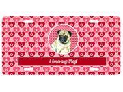 Pug Valentine s Love and Hearts License Plate