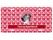 Basset Hound Valentine s Love and Hearts License Plate
