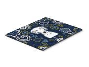 Blue Flowers Dalmatian Mouse Pad Hot Pad or Trivet BB5061MP