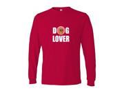 Dachshund Love and Hearts Long Sleeve Red Unisex Tshirt Adult 2XL
