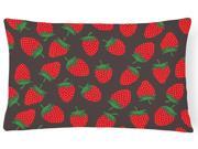 Strawberries on Gray Canvas Fabric Decorative Pillow BB5137PW1216