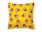 Watermelon on Yellow Fabric Decorative Pillow BB5144PW1414