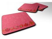 Set of 4 Fruits and Vegetables in Red Foam Coasters Set of 4 BB5133FC
