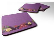 Set of 4 Fruits and Vegetables in Purple Foam Coasters Set of 4 BB5132FC