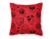 Day of the Dead Orange Fabric Decorative Pillow BB5119PW1414