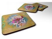 Set of 4 Day of the Dead Flowers Skull Foam Coasters Set of 4 BB5129FC