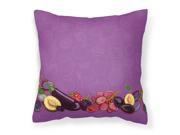 Fruits and Vegetables in Purple Fabric Decorative Pillow BB5132PW1414