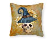 Day of the Dead Witch Skull Fabric Decorative Pillow BB5126PW1818