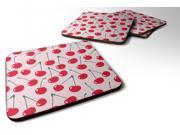 Set of 4 Cherries on Pink Foam Coasters Set of 4 BB5139FC