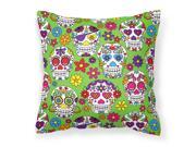 Day of the Dead Green Fabric Decorative Pillow BB5117PW1818