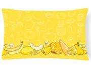 Fruits and Vegetables in Yellow Canvas Fabric Decorative Pillow BB5134PW1216
