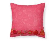 Fruits and Vegetables in Red Fabric Decorative Pillow BB5133PW1818