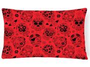 Day of the Dead Orange Canvas Fabric Decorative Pillow BB5119PW1216
