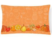 Fruits and Vegetables in Orange Canvas Fabric Decorative Pillow BB5131PW1216