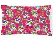 Day of the Dead Pink Canvas Fabric Decorative Pillow BB5115PW1216