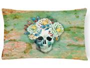 Day of the Dead Skull with Flowers Canvas Fabric Decorative Pillow BB5124PW1216