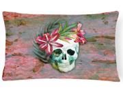 Day of the Dead Skull Flowers Canvas Fabric Decorative Pillow BB5125PW1216