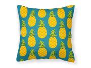 Pineapples on Teal Fabric Decorative Pillow BB5145PW1414