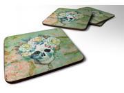 Set of 4 Day of the Dead Skull with Flowers Foam Coasters Set of 4 BB5124FC