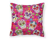 Day of the Dead Pink Fabric Decorative Pillow BB5115PW1414