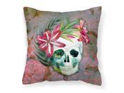 Day of the Dead Skull Flowers Fabric Decorative Pillow BB5125PW1818
