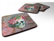 Set of 4 Day of the Dead Skull Flowers Foam Coasters Set of 4 BB5125FC
