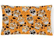 Day of the Dead Orange Canvas Fabric Decorative Pillow BB5118PW1216