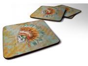 Set of 4 Day of the Dead Indian Skull Foam Coasters Set of 4 BB5127FC