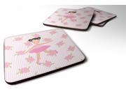 Set of 4 Ballerina Black Hair Ponytails Foam Coasters Set of 4 BB5187FC
