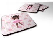 Set of 4 Ballerina African American Long Hair Foam Coasters Set of 4 BB5180FC