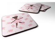 Set of 4 Ballerina African American Ponytails Foam Coasters Set of 4 BB5192FC