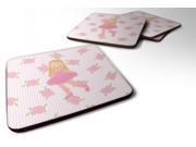 Set of 4 Ballerina Long Haired Blonde Foam Coasters Set of 4 BB5185FC