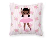 Ballerina African American Long Hair Fabric Decorative Pillow BB5180PW1414