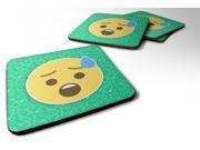 Set of 4 Face with Open Mouth and Cold Sweat Emojione Emoji Foam Coasters Set of 4 EON1033FC