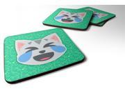 Set of 4 Cat Face with Tears of Joy Emojione Emoji Foam Coasters Set of 4 EON1042FC