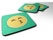 Set of 4 Kissing Face with Smiling Eyes Emojione Emoji Foam Coasters Set of 4 EON1022FC