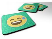 Set of 4 Smiling Face with open mouth and cold sweat Emojione Emoji Foam Coasters Set of 4 EON1008FC