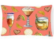 Drinks and Cocktails Salmon Canvas Fabric Decorative Pillow BB5201PW1216