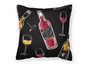 Red and White Wine on Black Fabric Decorative Pillow BB5197PW1818
