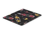 Red and White Wine on Black Mouse Pad Hot Pad or Trivet BB5197MP