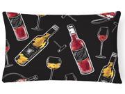 Red and White Wine on Black Canvas Fabric Decorative Pillow BB5197PW1216