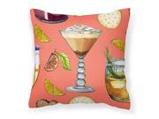 Drinks and Cocktails Salmon Fabric Decorative Pillow BB5201PW1414