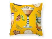 Drinks and Cocktails Gold Fabric Decorative Pillow BB5202PW1414
